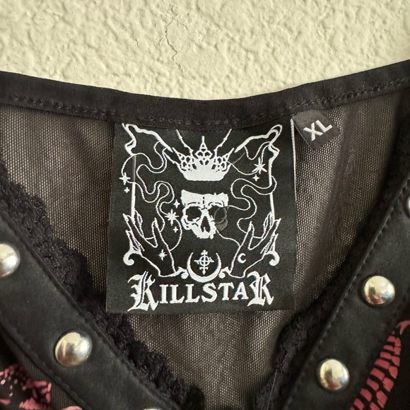 Killstar L / XL Goth Esoteric Baphomet Bodysuit Mesh + Metal Studded - Picture 3 of 4